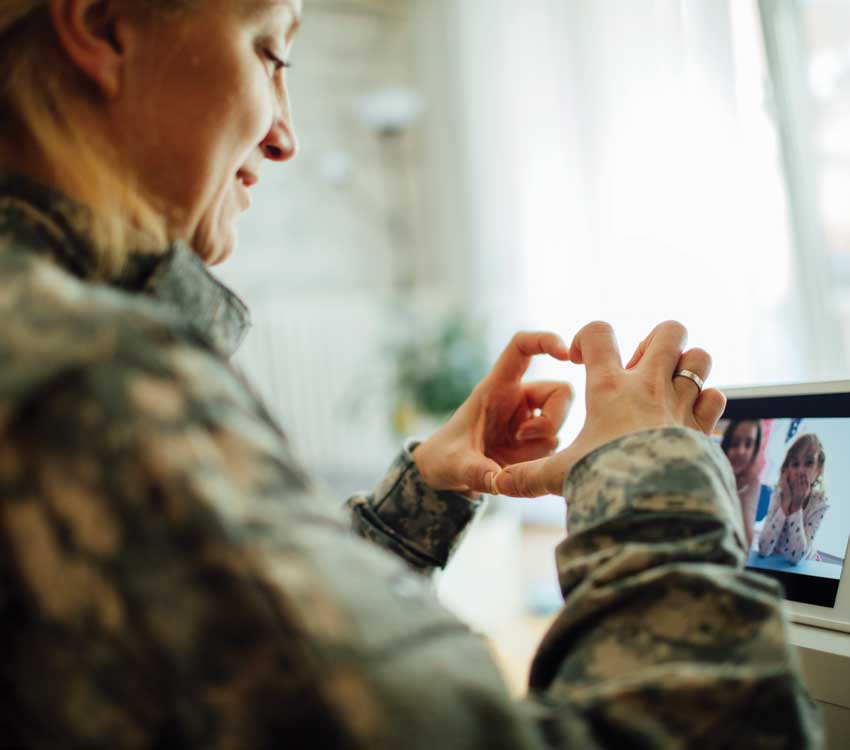 military member talking remotely 